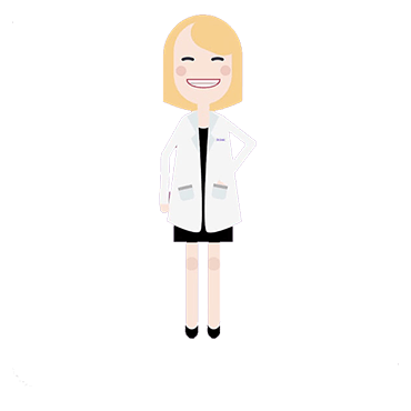 cartoon image of blond female dentist
